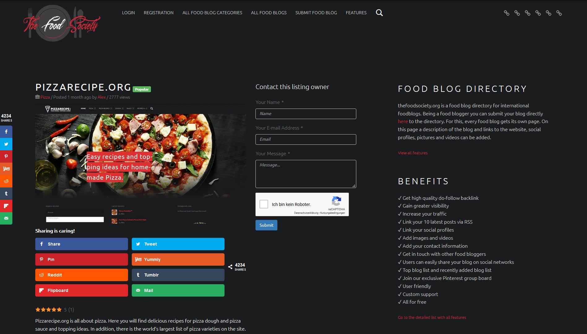 Food Blog Verzeichnis