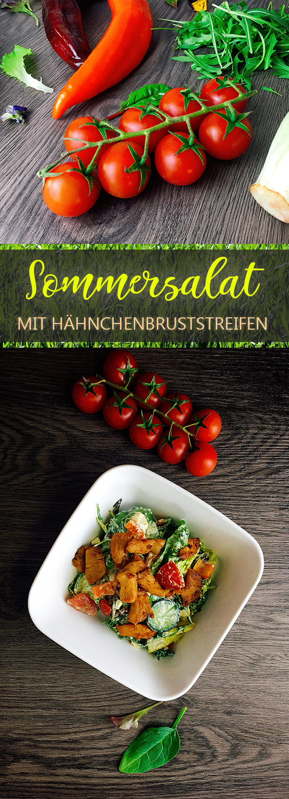 Sommersalat mit Hähnchenbruststreifen Rezept