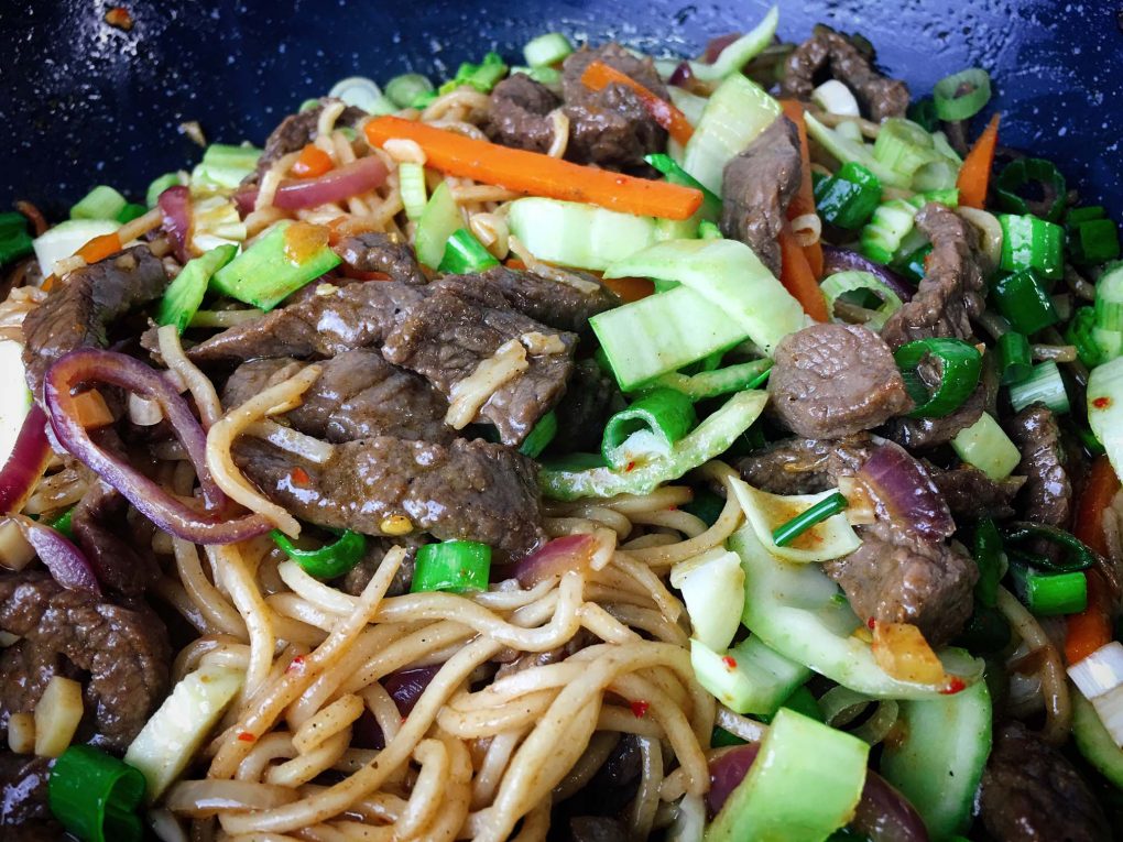 Rindfleisch Wok Pfanne mit Gemüse